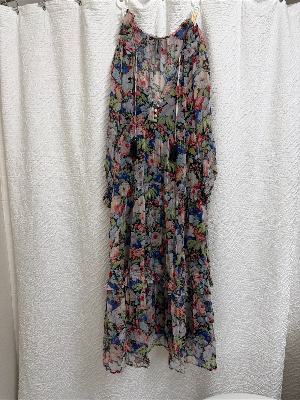 Anthropologie Multi-Color Floral Sheer Maxi Dress
